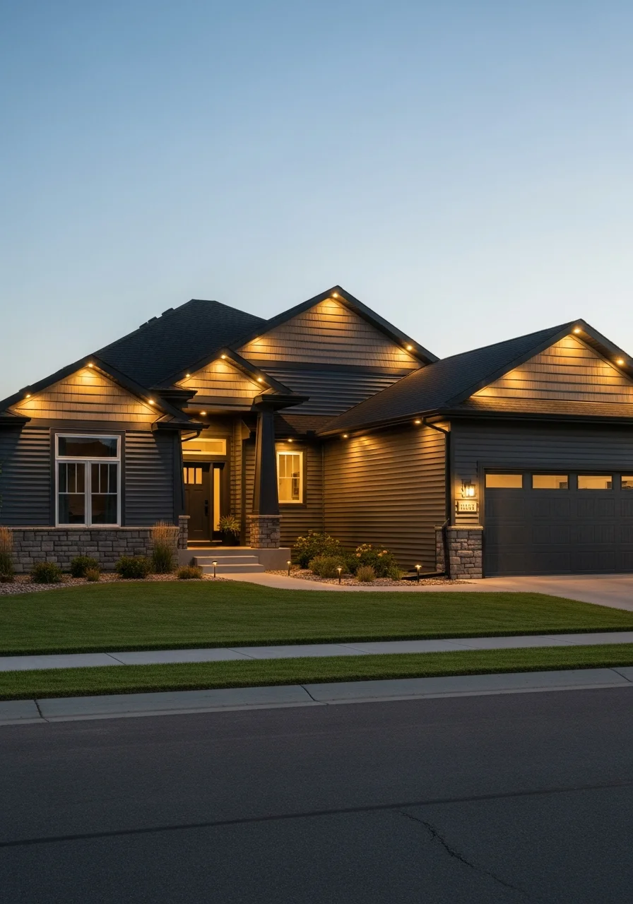 Mandan home with modern exterior finishes and landscaping typical of the city's newer developments.
